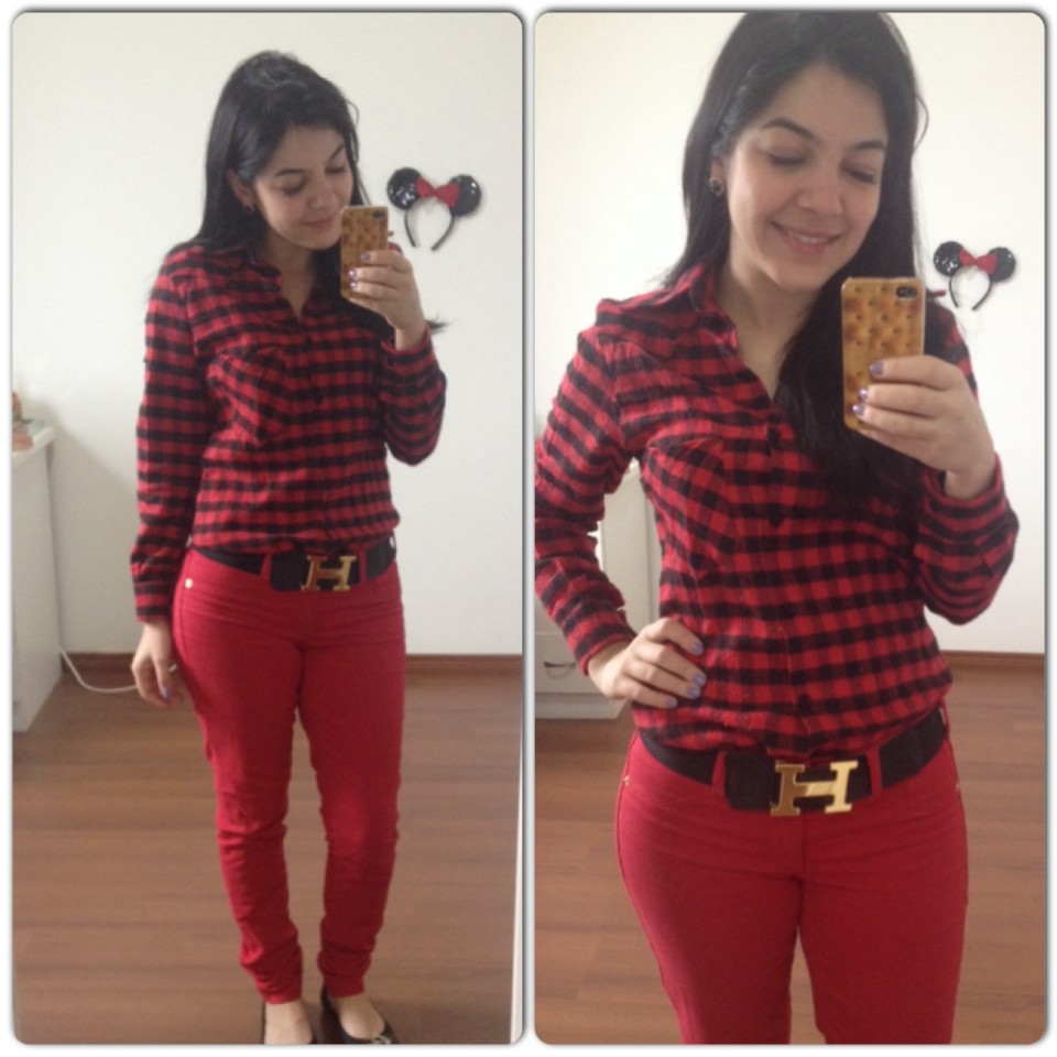 look-do-dia-calca-vermelha-jeans-cinto-herme-camisa-xadrez-aliexpress
